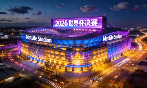 2026世界杯决赛场馆夜景 - MetLife Stadium灯光璀璨
